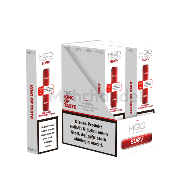 HQD SURV Einweg Vape - Raspberry Strawberry Cherry - 20 mg/ml