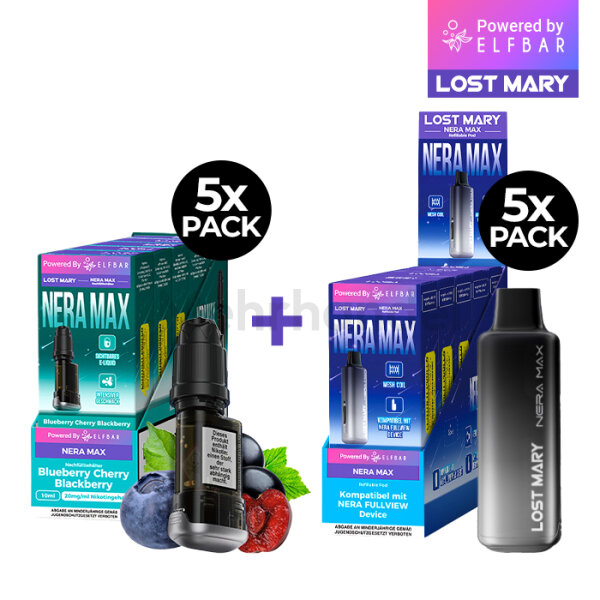 Lost Mary NERA 15K - 5 x Refill Container - Blueberry Cherry Blackberry + 5 x Refillable Pod