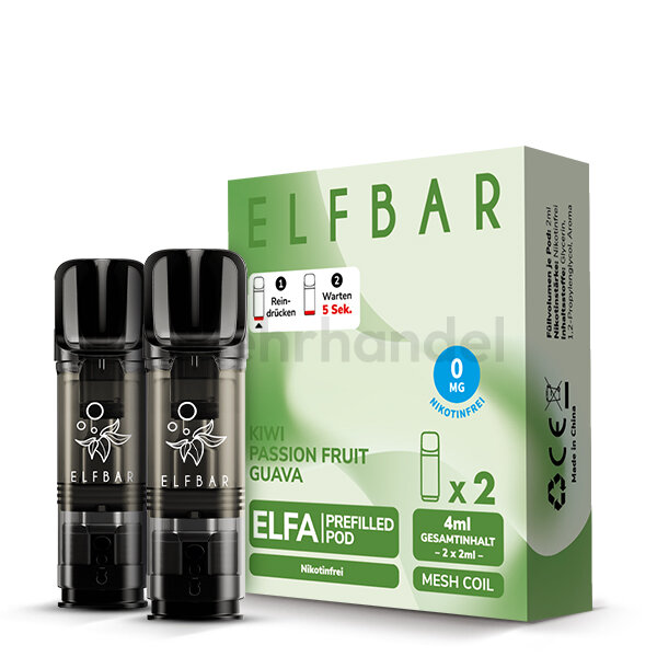 Elfbar Elfa Pods - Kiwi Passion Fruit Guava - Nikotinfrei 0 mg/ml - 2er