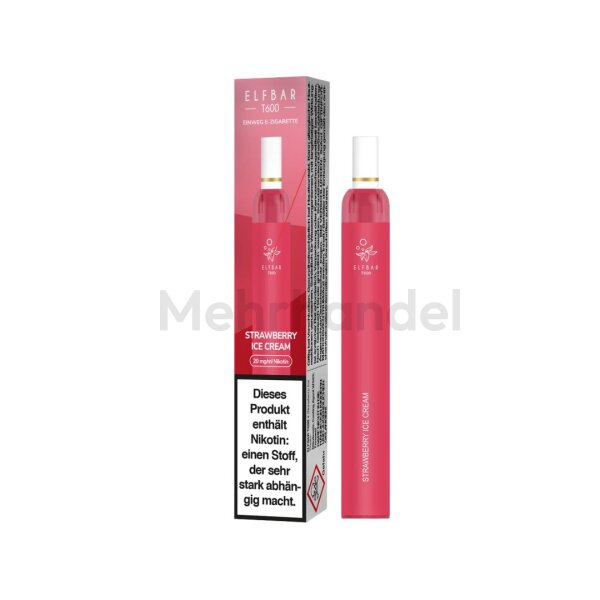 ELFBAR T600 Einweg Vape - Strawberry Ice Cream - 20 mg/ml