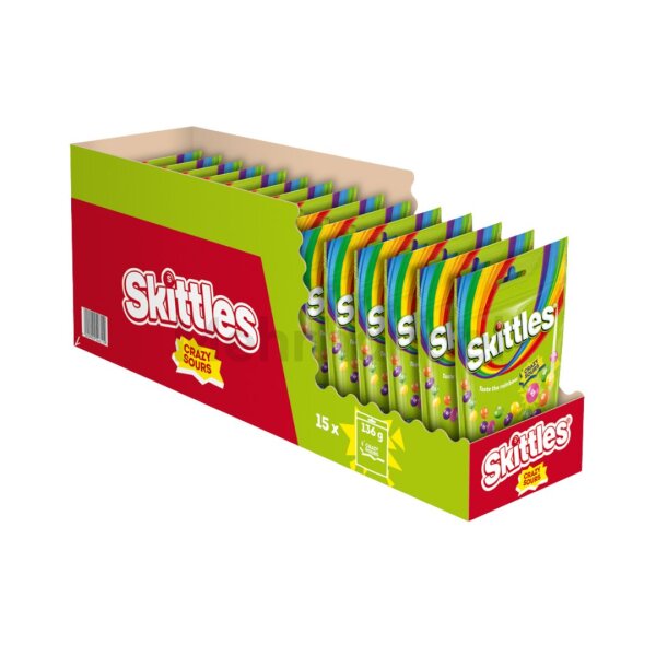 Skittles - Crazy Sours Kaubonbon - 15x136g